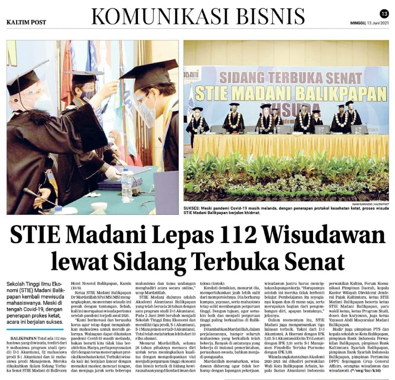 Read more about the article Sidang Terbuka Senat STIE MADANI Tahun akademik 2020/2021