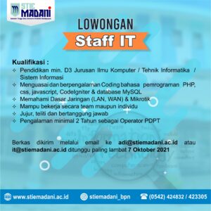 Read more about the article Lowongan Staff IT