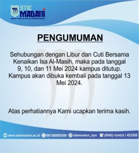 Read more about the article Pengumuman Libur & Cuti Bersama Kenaikan Isa Al Masih